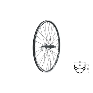 Kellys KLS Draft 26" Duplafalú MTB Hátsó Kerék, gyorszáras tengellyel, kazettás fogaskeréksorhoz - Fekete